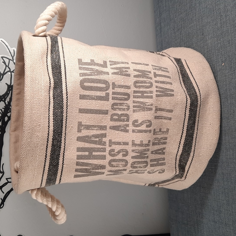 Sturdy Cotton Canvas Bin Basket Carrier Rope Handle Love About Home